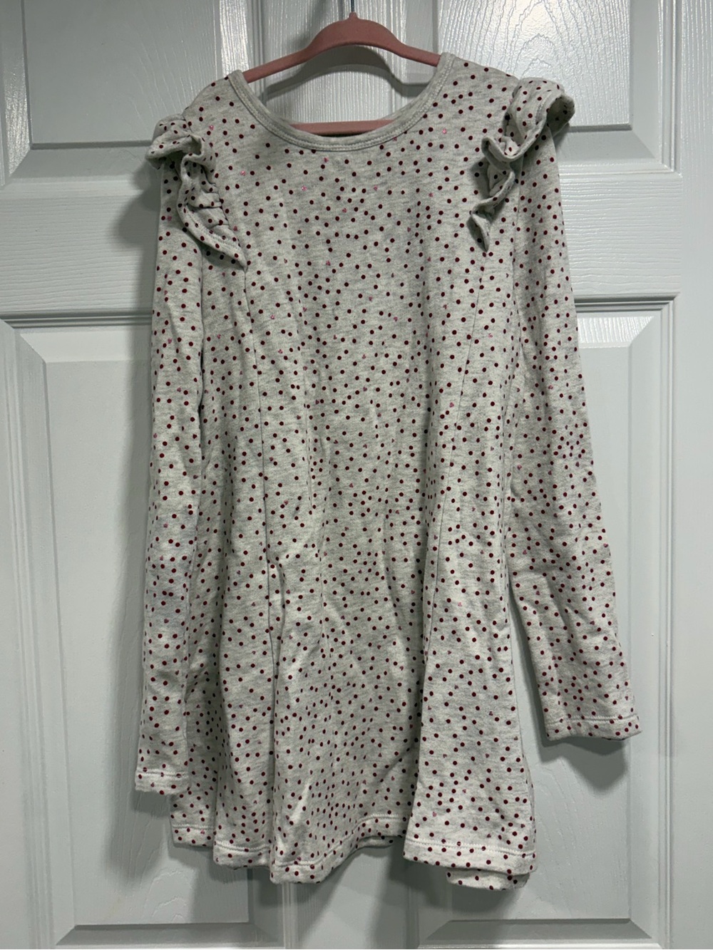 Tucker + Tate Gray Long-Sleeve Dress with Red Polka Dots